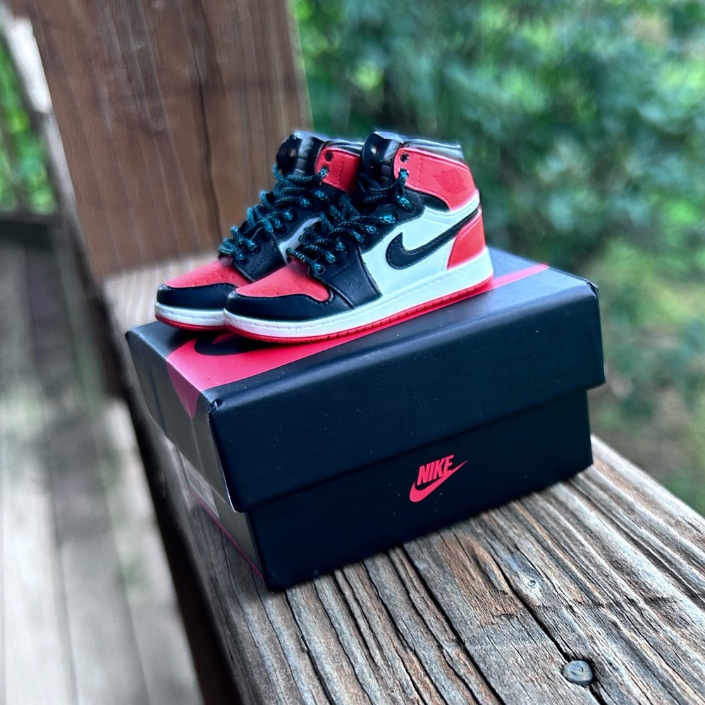 MINI Nike Air Jordan Style High-Top Sneakers in Red, Black & White